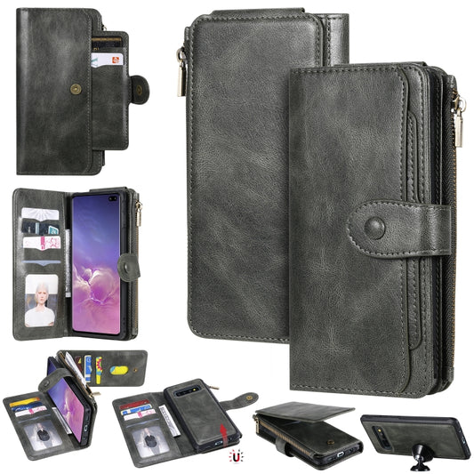 For Galaxy S10+ Multifunctional Retro Detachable Magnetic Horizontal Flip Leather Case with Card Slots & Holder & Wallet & Photo Frame(Dark Green) - Galaxy Phone Cases by buy2fix | Online Shopping UK | buy2fix