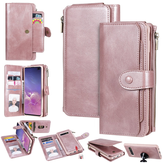 For Galaxy S10+ Multifunctional Retro Detachable Magnetic Horizontal Flip Leather Case with Card Slots & Holder & Wallet & Photo Frame(Rose Gold) - Galaxy Phone Cases by buy2fix | Online Shopping UK | buy2fix