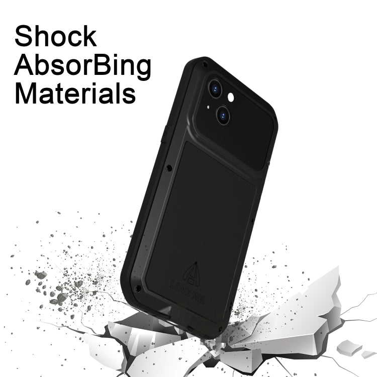 For iPhone 14 Plus LOVE MEI Metal Shockproof Life Waterproof Dustproof Phone Case(Silver) - iPhone 14 Plus Cases by LOVE MEI | Online Shopping UK | buy2fix