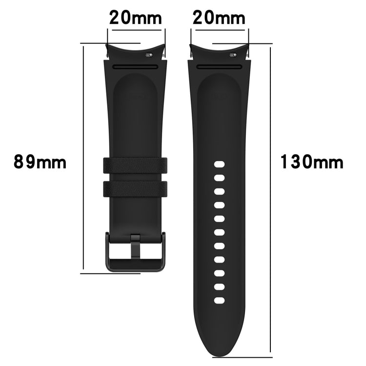 For Samsung Galaxy Watch5 44mm / 40mm Silicone Leather Black Buckle Watch Band, Size:L(Pink) - Watch Bands by buy2fix | Online Shopping UK | buy2fix