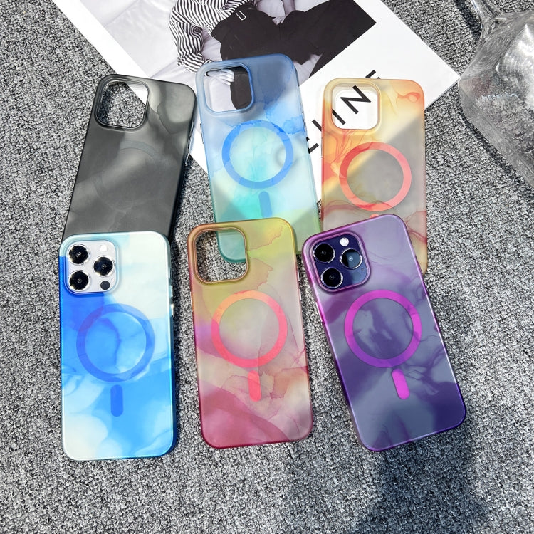 For iPhone 13 MagSafe Magnetic Watercolor TPU Phone Case(Black) - iPhone 13 Cases by buy2fix | Online Shopping UK | buy2fix