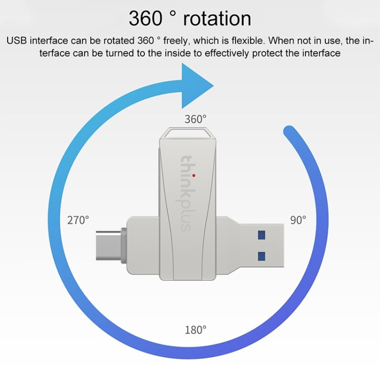 Lenovo Thinkplus MU252 USB 3.1 + USB-C / Type-C Flash Drive, Memory:128GB (Silver) - USB Flash Drives by Lenovo | Online Shopping UK | buy2fix