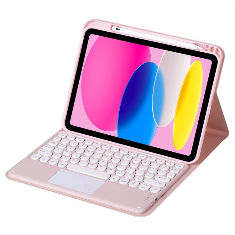 For iPad 10th Gen 10.9 2022 SA-10C Bluetooth Touch Keyboard Leather Tablet Case with Pen Slot(Pink) - Universal by buy2fix | Online Shopping UK | buy2fix