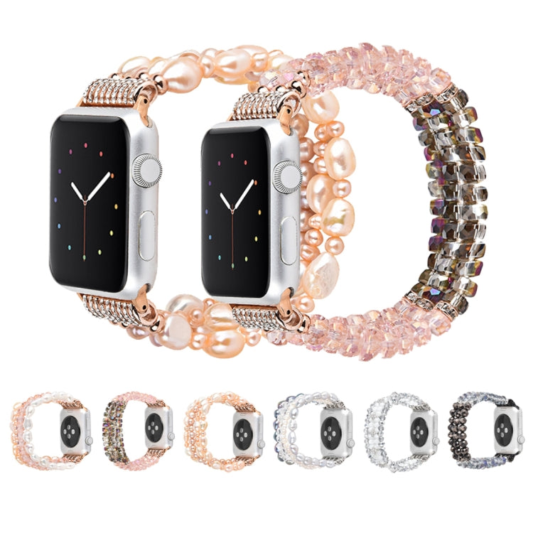 For Apple Watch 5 & 4 40mm / 3 & 2 & 1 38mm Pearl Crystal Watch Band(Crystal Pink) - Watch Bands by buy2fix | Online Shopping UK | buy2fix