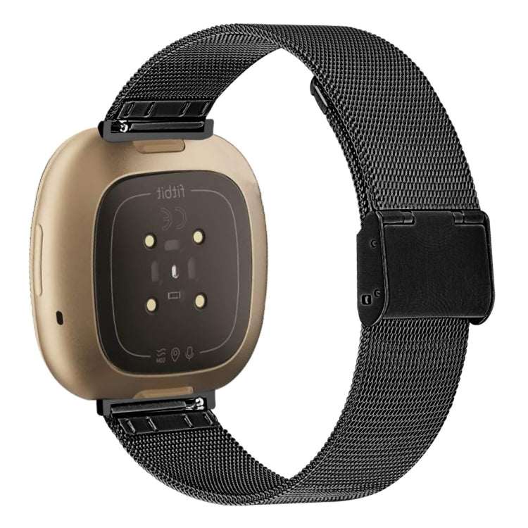 For Fitbit Versa 3 / Sense Milan Buckle Metal Watch Band(Black) - Watch Bands by buy2fix | Online Shopping UK | buy2fix