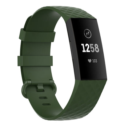 18mm Silver Color Buckle TPU Wrist Strap Watch Band for Fitbit Charge 4 / Charge 3 / Charge 3 SE, Size: S(Olive Green) - Watch Bands by buy2fix | Online Shopping UK | buy2fix