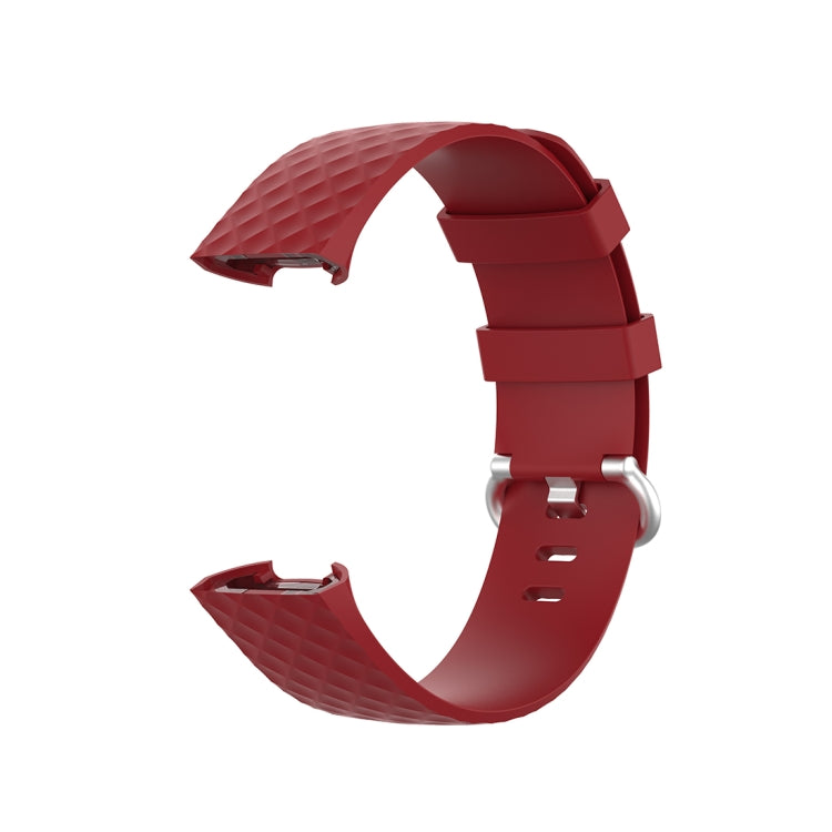 18mm Silver Color Buckle TPU Wrist Strap Watch Band for Fitbit Charge 4 / Charge 3 / Charge 3 SE, Size: L(Red) - Watch Bands by buy2fix | Online Shopping UK | buy2fix