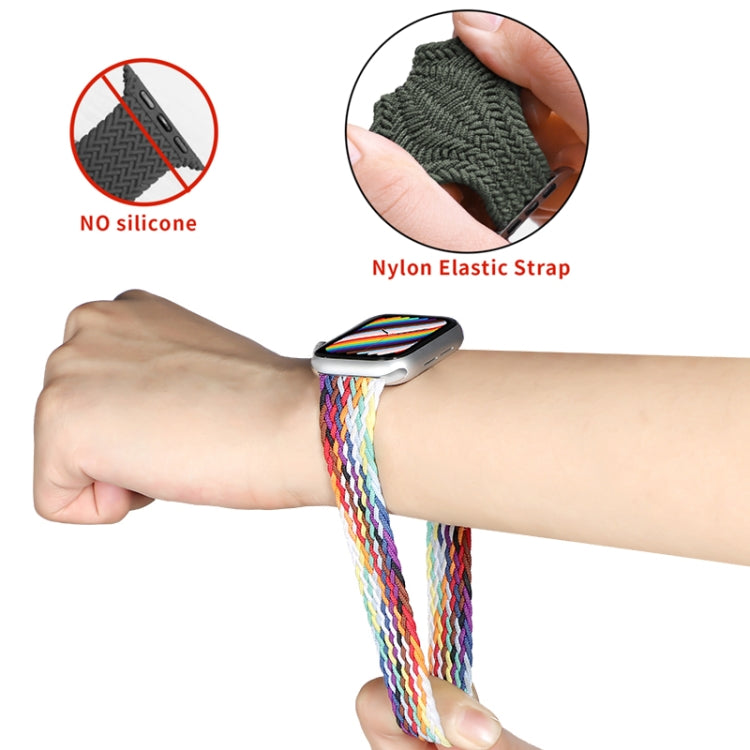 Nylon Single-turn Braided Watch Band For Apple Watch Ultra 49mm / Series 8&7 45mm / SE 2&6&SE&5&4 44mm / 3&2&1 42mm, Length:155mm (Starlight Black) - Watch Bands by buy2fix | Online Shopping UK | buy2fix