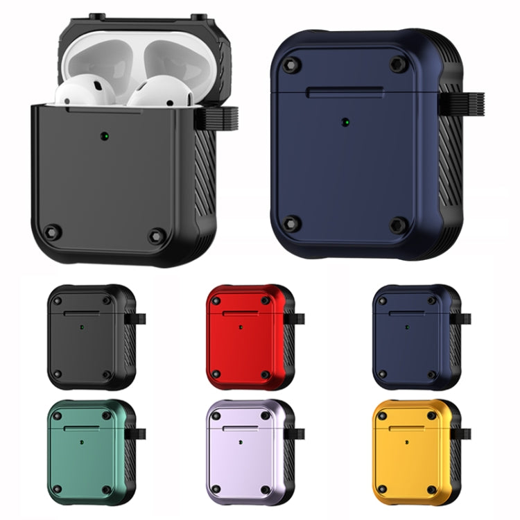 For AirPods 1 / 2 Wing TPU + PC Shockproof Earphone Protective Case(Black Blue) - For AirPods 1/2 by buy2fix | Online Shopping UK | buy2fix