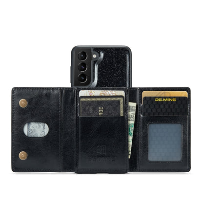 For Samsung Galaxy S21 5G DG.MING M3 Series Glitter Powder Card Bag Leather Case(Black) - Galaxy Phone Cases by DG.MING | Online Shopping UK | buy2fix