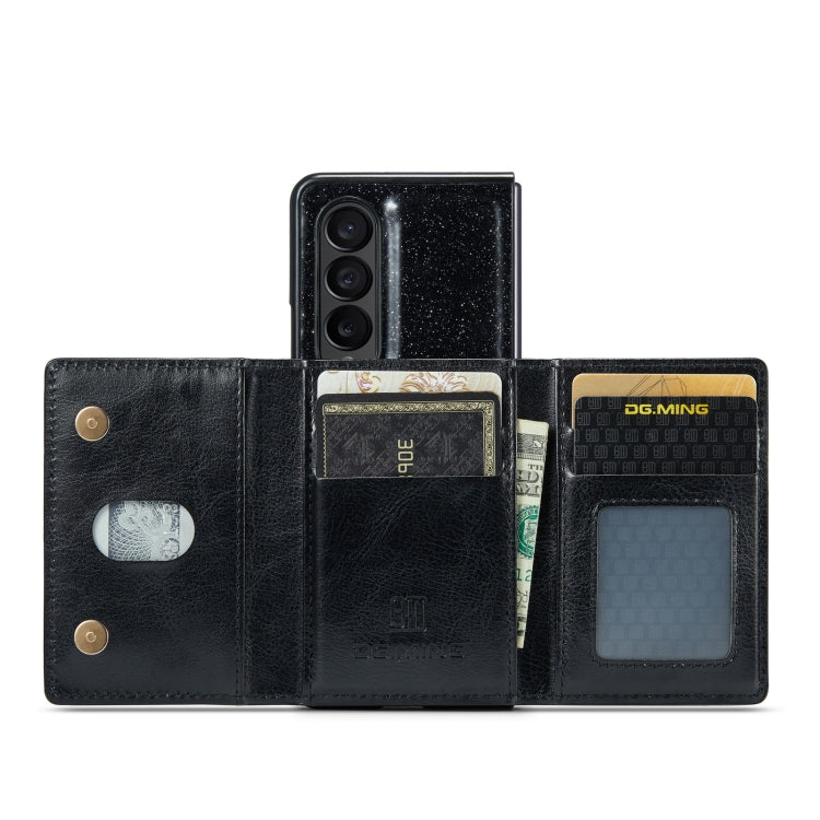 For Samsung Galaxy Z Fold4 5G DG.MING M3 Series Glitter Powder Card Bag Leather Case(Black) - Galaxy Phone Cases by DG.MING | Online Shopping UK | buy2fix