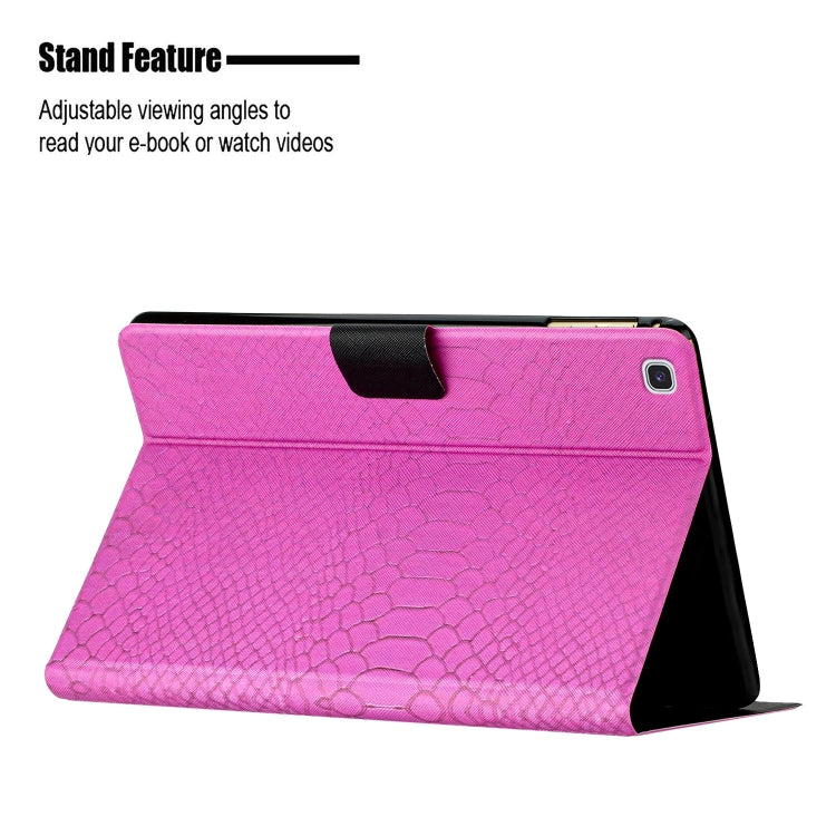 For Samsung Galaxy Tab A7 10.4 2020 Solid Color Crocodile Texture Leather Smart Tablet Case(Rose Red) - Other Galaxy Tab PC by buy2fix | Online Shopping UK | buy2fix