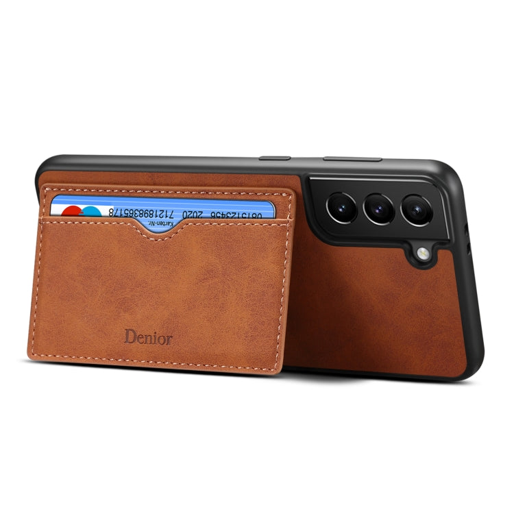 For Samsung Galaxy S23+ 5G Denior PU Single Card Slot Holder Phone Case(Brown) - Galaxy S23+ 5G Cases by Denior | Online Shopping UK | buy2fix