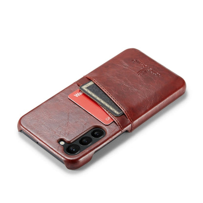 For Samsung Galaxy S23 5G Fierre Shann Oil Wax Texture Leather Phone Case with Card Slots(Brown) - Galaxy S23 5G Cases by FIERRE SHANN | Online Shopping UK | buy2fix