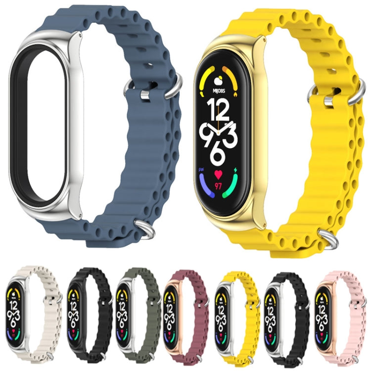 For Xiaomi Mi Band 6 / 5 / 4 / 3 MIJOBS CS Marine Silicone Breathable Watch Band(Yellow Silver) - Watch Bands by MIJOBS | Online Shopping UK | buy2fix