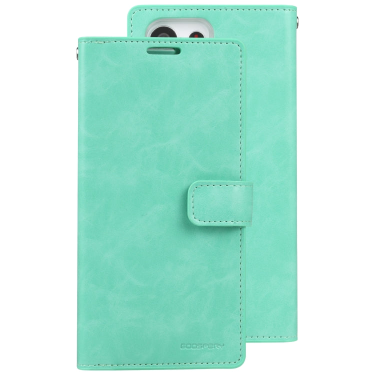 For Samsung Galaxy S23 Ultra 5G GOOSPERY MANSOOR DIARY 9 Card Slots Leather Phone Case(Mint Green) - Galaxy S23 Ultra 5G Cases by GOOSPERY | Online Shopping UK | buy2fix