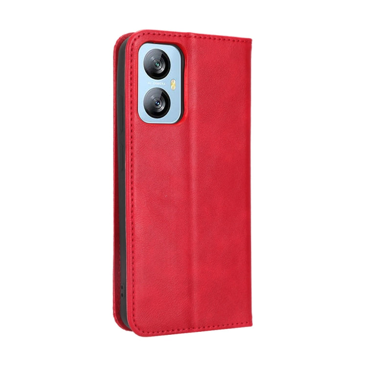 For Blackview A52 Magnetic Buckle Retro Texture Leather Phone Case(Red) - More Brand by buy2fix | Online Shopping UK | buy2fix