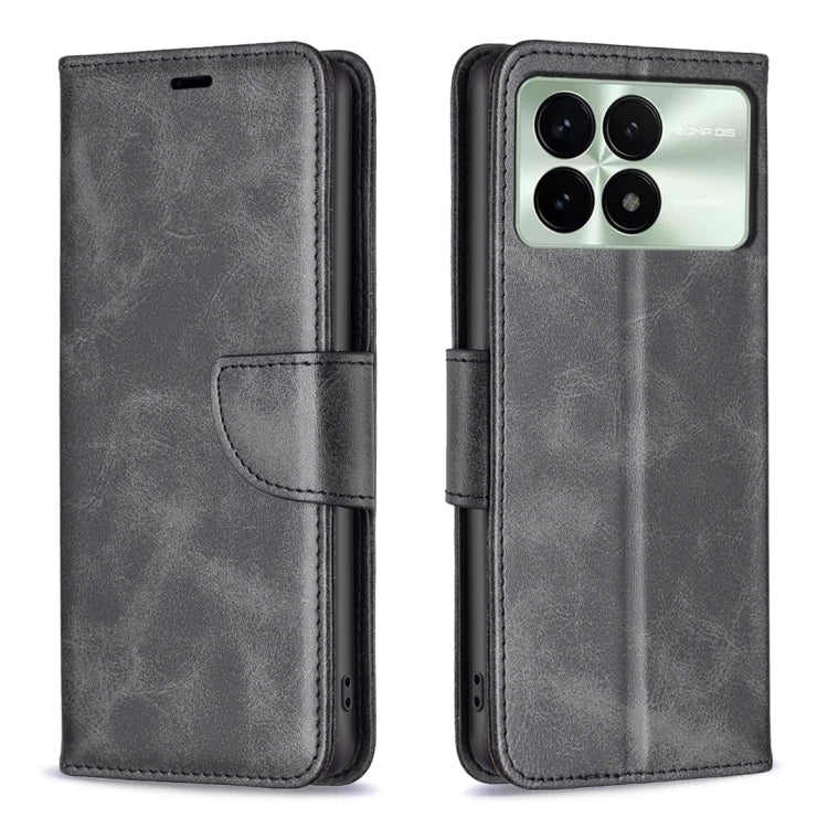 For Xiaomi Redmi K70 / K70 Pro Lambskin Texture Pure Color Flip Leather Phone Case(Black) - K70 Pro Cases by buy2fix | Online Shopping UK | buy2fix