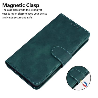 For OnePlus 11 Skin Feel Pure Color Flip Leather Phone Case(Green) - OnePlus Cases by buy2fix | Online Shopping UK | buy2fix