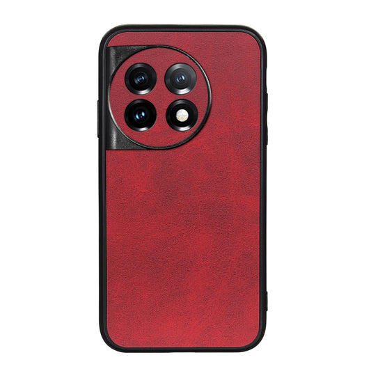 For OnePlus 11 5G Accurate Hole Two-color Calf Texture PU Phone Case(Red) - OnePlus Cases by buy2fix | Online Shopping UK | buy2fix