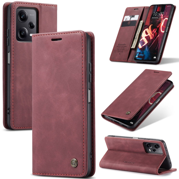 For Xiaomi Redmi Note 12 Pro 5G / Poco X5 Pro CaseMe 013 Multifunctional Horizontal Flip Leather Phone Case(Wine Red) - Xiaomi Cases by CaseMe | Online Shopping UK | buy2fix