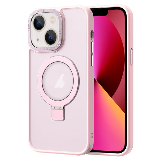 For iPhone 13 Skin Feel MagSafe Magnetic Holder Phone Case(Pink) - iPhone 13 Cases by buy2fix | Online Shopping UK | buy2fix