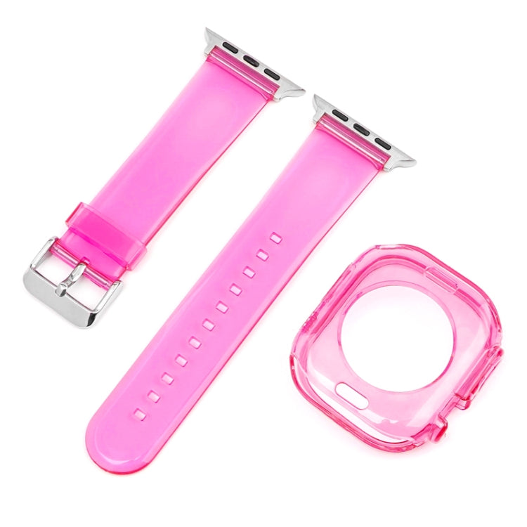 For Apple Watch Ultra 49mm Glacier Jelly Clear TPU Case Watch Band(Rose Red) - Watch Bands by buy2fix | Online Shopping UK | buy2fix