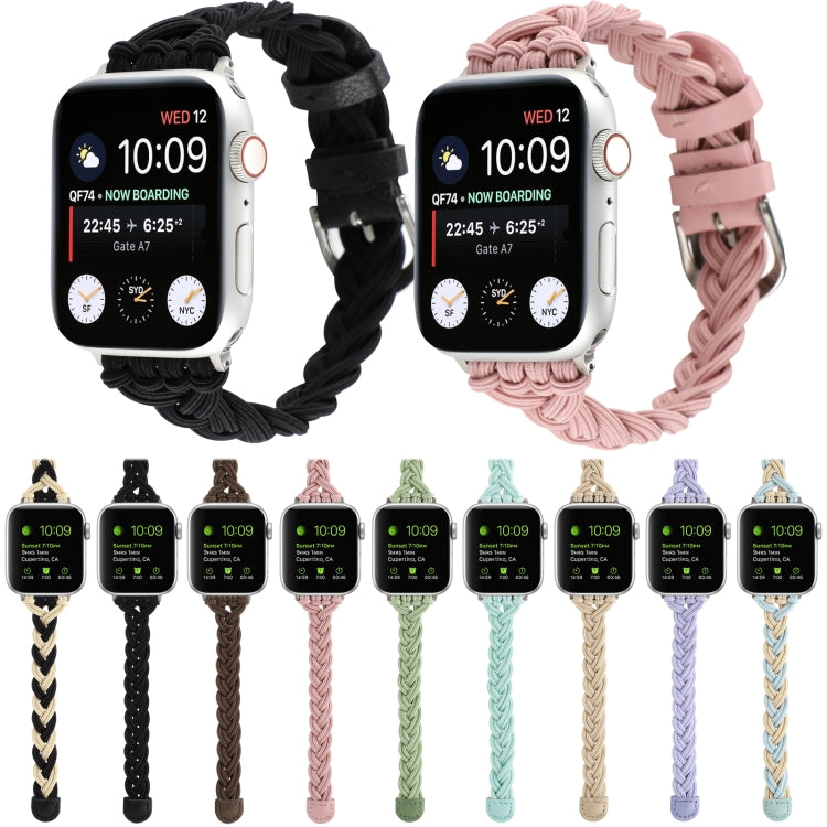 Single Elastic Nylon Braid Watch Band For Apple Watch Ultra 49mm&Watch Ultra 2 49mm / Series 9&8&7 45mm / SE 3&SE 2&6&SE&5&4 44mm / 3&2&1 42mm(Green) - Watch Bands by buy2fix | Online Shopping UK | buy2fix