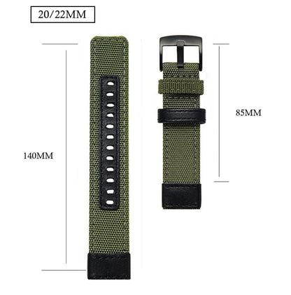 22mm Universal Nylon Leather Watch Band(Black) - 22mm Bands by buy2fix | Online Shopping UK | buy2fix
