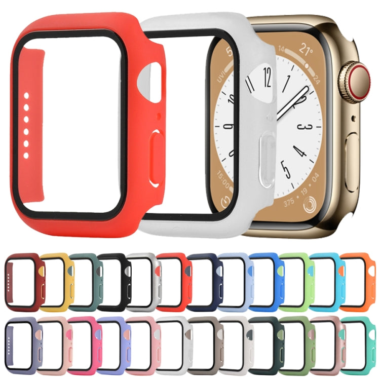 Shockproof PC+Tempered Glass Watch Protective Case For Apple Watch Series 8&7 41mm(Khaki) - Watch Cases by buy2fix | Online Shopping UK | buy2fix