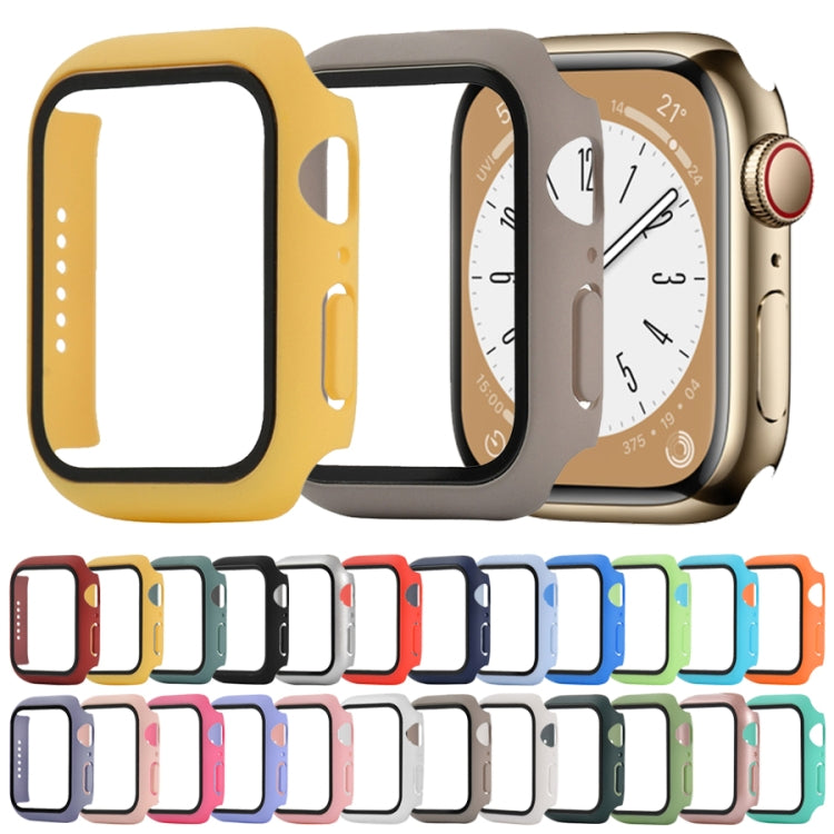 Shockproof PC+Tempered Glass Watch Protective Case For Apple Watch Series 8&7 45mm(Yellow) - Watch Cases by buy2fix | Online Shopping UK | buy2fix