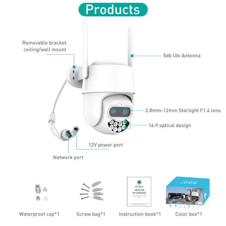 QX82 400W Dual Screen Dual Channel Synchronous Monitoring IP Camera, Plug:EU Plug - Dome Camera by buy2fix | Online Shopping UK | buy2fix