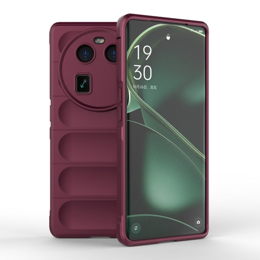 For OPPO Find X6 5G Magic Shield TPU + Flannel Phone Case(Wine Red) - OPPO Cases by buy2fix | Online Shopping UK | buy2fix