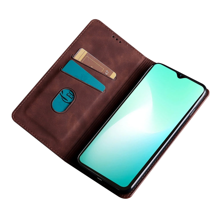 For Blackview A85 Skin Feel Magnetic Horizontal Flip Leather Phone Case(Dark Brown) - More Brand by buy2fix | Online Shopping UK | buy2fix