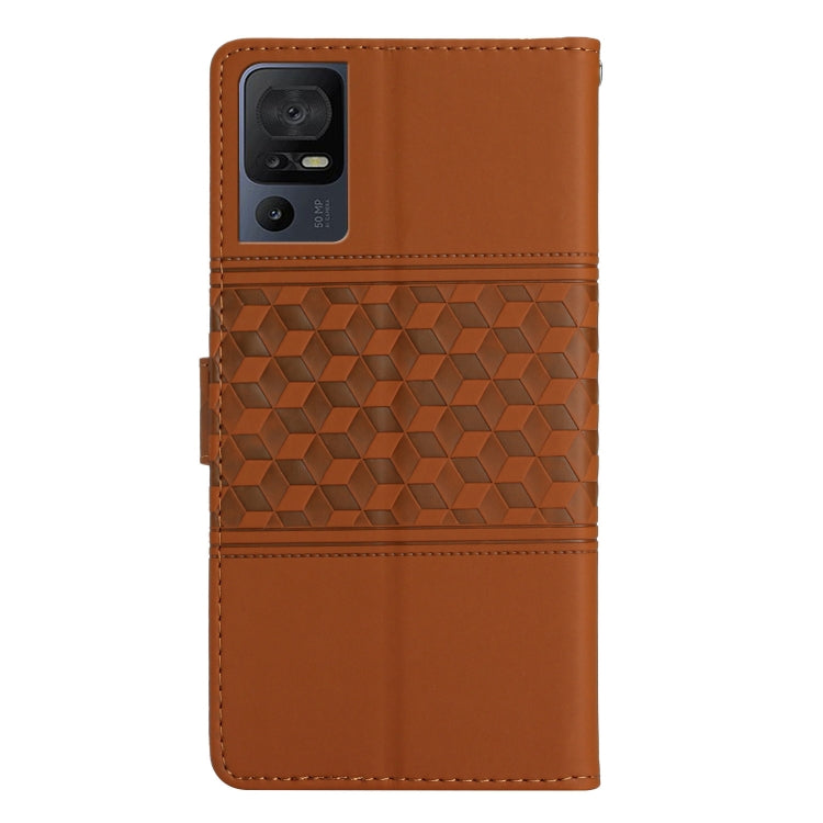 For TCL 40 SE Diamond Embossed Skin Feel Leather Phone Case with Lanyard(Brown) - More Brand by buy2fix | Online Shopping UK | buy2fix