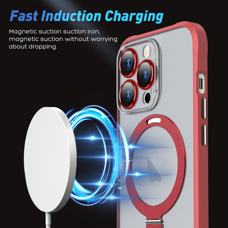 For iPhone 11 Metal Eyes Series MagSafe Magnetic Holder Phone Case(Red) - iPhone 11 Cases by buy2fix | Online Shopping UK | buy2fix