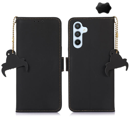 For Samsung Galaxy A35 5G Genuine Leather Magnetic RFID Leather Phone Case(Black) - Galaxy Phone Cases by buy2fix | Online Shopping UK | buy2fix