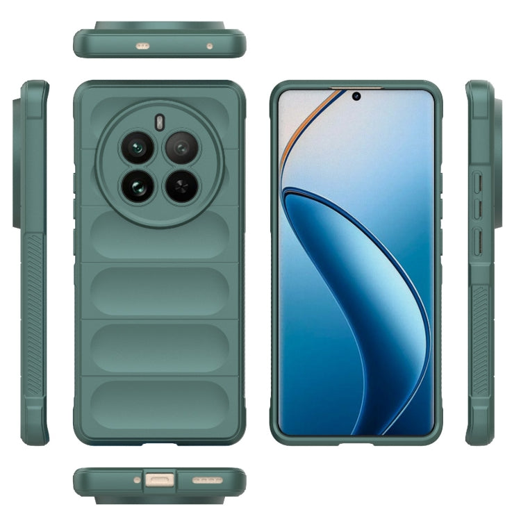 For Realme 12 Pro 5G / 12 Pro+ Magic Shield TPU + Flannel Phone Case(Dark Green) - Realme Cases by buy2fix | Online Shopping UK | buy2fix