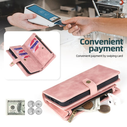 For iPhone 13 Zipper Wallet Detachable MagSafe Leather Phone Case(Pink) - iPhone 11 Cases by buy2fix | Online Shopping UK | buy2fix