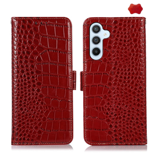 For Samsung Galaxy A35 5G Crocodile Top Layer Cowhide Leather Phone Case(Red) - Galaxy Phone Cases by buy2fix | Online Shopping UK | buy2fix