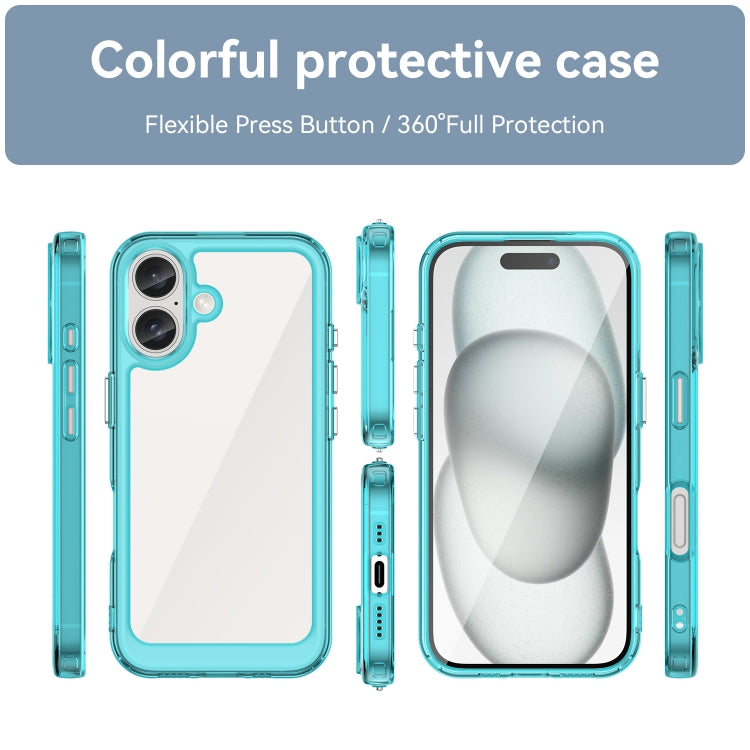 For iPhone 16 Plus Colorful Series Acrylic + TPU Phone Case(Transparent Blue) - iPhone 16 Plus Cases by buy2fix | Online Shopping UK | buy2fix