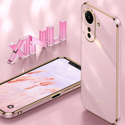 For Xiaomi Redmi 13C 4G XINLI Straight Edge 6D Electroplate TPU Phone Case with Ring Holder(White) - 13C Cases by XINLI | Online Shopping UK | buy2fix