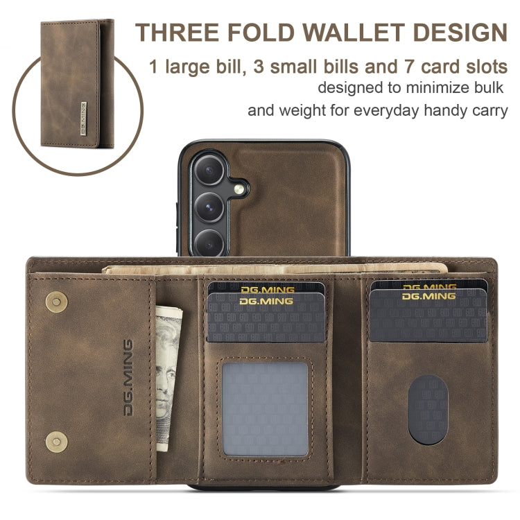 For Samsung Galaxy S24 5G DG.MING M1 Series 3-Fold Multi Card Wallet + Magnetic Phone Case(Coffee) - Galaxy S24 5G Cases by DG.MING | Online Shopping UK | buy2fix