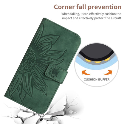 For Xiaomi Redmi 13C 4G Skin Feel Sun Flower Embossed Flip Leather Phone Case with Lanyard(Green) - 13C Cases by buy2fix | Online Shopping UK | buy2fix