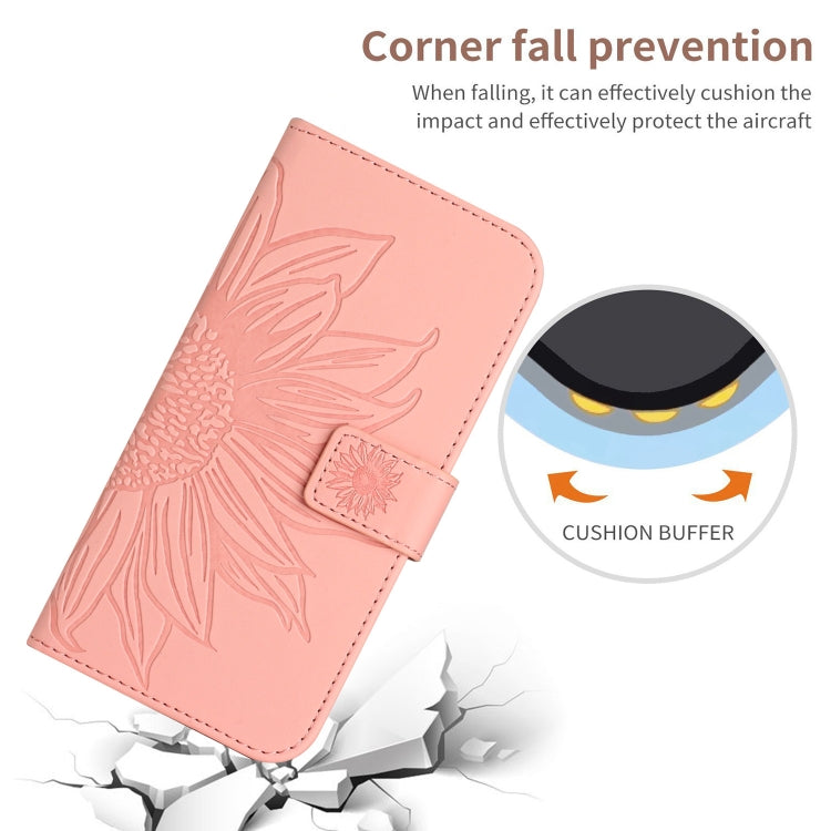 For Xiaomi 14 Skin Feel Sun Flower Embossed Flip Leather Phone Case with Lanyard(Pink) - 14 Cases by buy2fix | Online Shopping UK | buy2fix