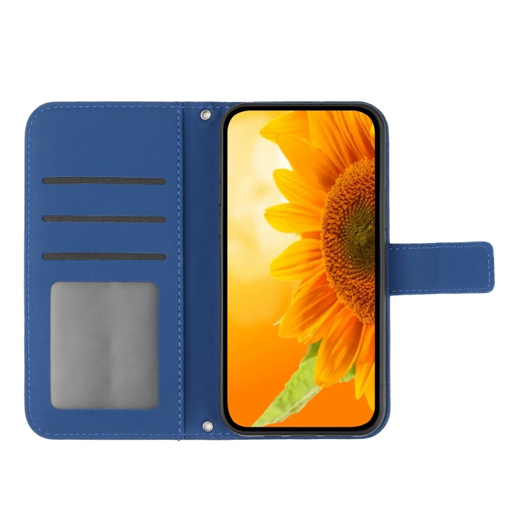 For Xiaomi Redmi A3 Skin Feel Sun Flower Embossed Flip Leather Phone Case with Lanyard(Dark Blue) - Xiaomi Cases by buy2fix | Online Shopping UK | buy2fix