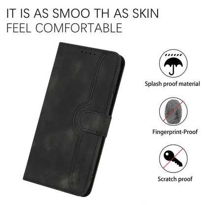 For OnePlus 12 Heart Pattern Skin Feel Leather Phone Case(Black) - OnePlus Cases by buy2fix | Online Shopping UK | buy2fix