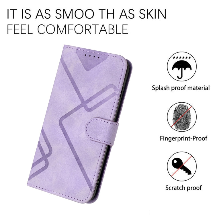 For Google Pixel 9 Pro Line Pattern Skin Feel Leather Phone Case(Light Purple) - Google Cases by buy2fix | Online Shopping UK | buy2fix