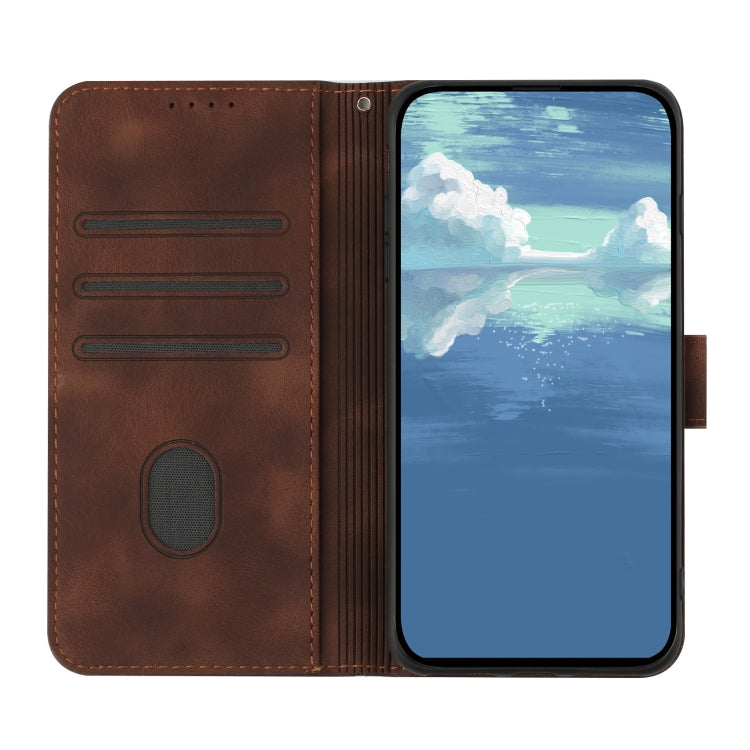 For Google Pixel 9 Line Pattern Skin Feel Leather Phone Case(Coffee) - Google Cases by buy2fix | Online Shopping UK | buy2fix