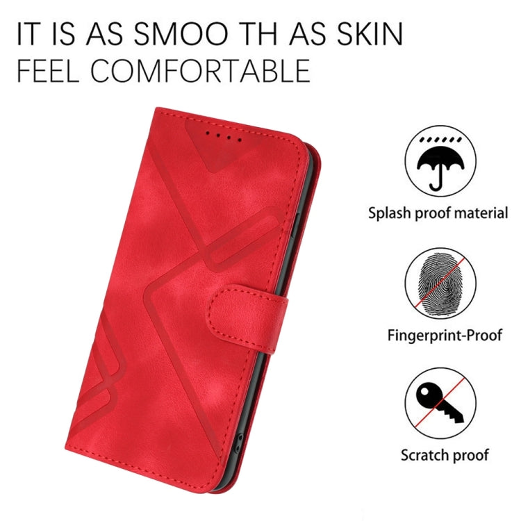 For Motorola Moto G Power 5G 2024 Line Pattern Skin Feel Leather Phone Case(Red) - Motorola Cases by buy2fix | Online Shopping UK | buy2fix